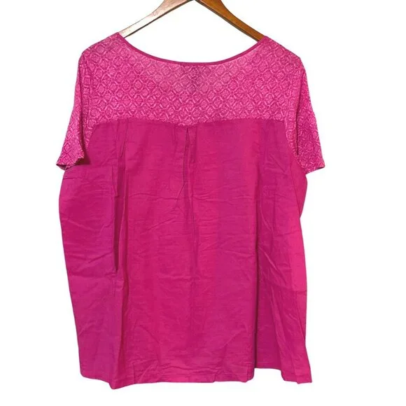 Lauren Ralph Lauren Womens Pink Linen Blend Top Size 2X Short Sleeve Scoop Neck - Picture 3 of 5